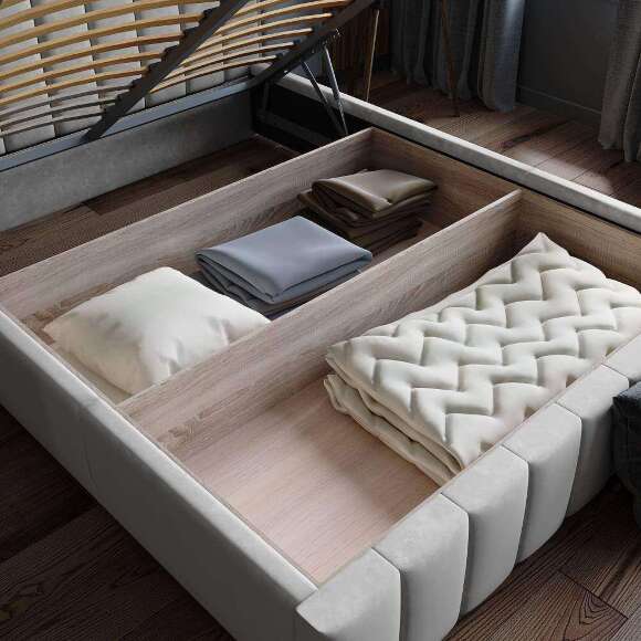 Кровать с подъёмным механизмом Нега 160х200 Светло-серый