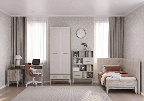 Кровать 90х200 с мягким изголовьем и боковиной Скандика