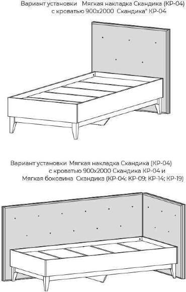 Кровать 90х200 с мягким изголовьем и боковиной Скандика