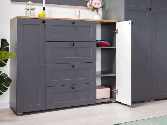 Остин Комод 16.221 Серый графит/Дуб Вотан