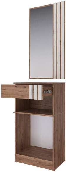 Тумба с зеркалом Кано КПТ, Дуб крафт табачный, Дуб крафт белый