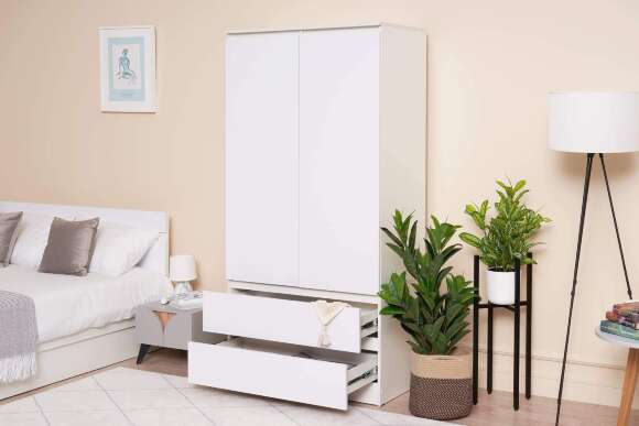 Шкаф Челси 2-х дверный белый глянец / белый