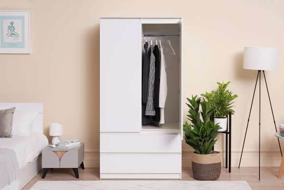 Шкаф Челси 2-х дверный белый глянец / белый