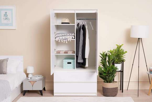 Шкаф Челси 2-х дверный белый глянец / белый