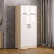 Шкаф распашной с антресолью Лена, Дуб сонома, белый, Комплект 3