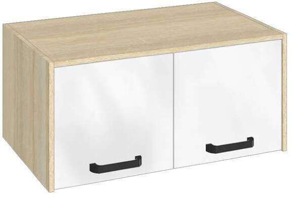 Шкаф распашной с антресолью Лена, Дуб сонома, белый, Комплект 3