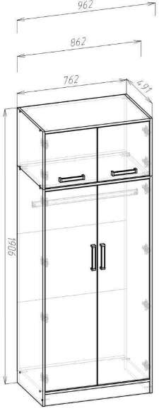 Шкаф распашной с антресолью Лена, Дуб сонома, белый, Комплект 3