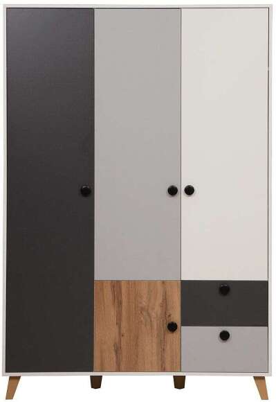 69.01 Шкаф для одежды Артис Белый/Серый/Дуб Вотан