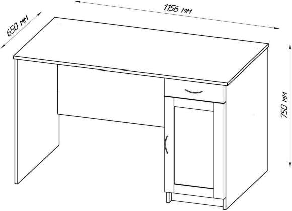 Письменный стол Кастор белый с тумбой