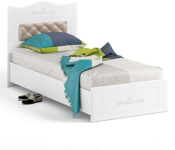Кровать 900 с настилом и мягким элементом Италия ИТ-10 + ИТ-10А белое дерево Кровать 900 с настилом и мягким элементом Италия ИТ-10 + ИТ-10А белое дерево