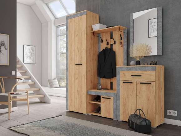 Вешалка Галант (ТЭКС) Дуб Крафт золотой / Ателье светлое