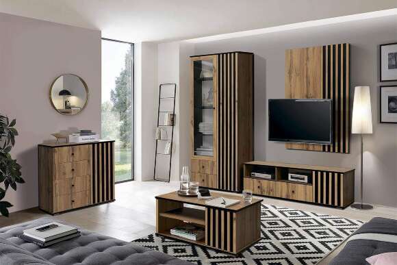 Шкаф комбинированный Либерти 51.02, Дуб Вотан, Черный