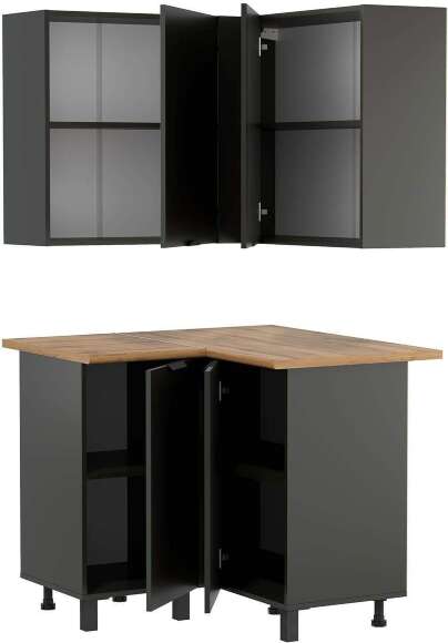 Кухня Венера угловая 1000 х 1000 Диамант серый Кухня Венера угловая 1000 х 1000 Диамант серый