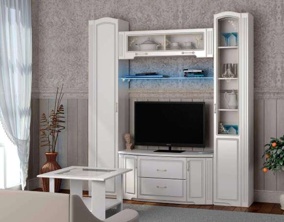 Шкаф-пенал со стеклом (правый) Виктория Ижмебель 32