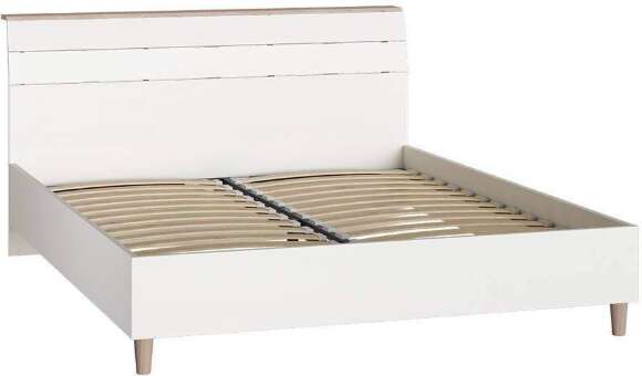 Кровать с ортопедическим основанием Муссон 11.41, Белый шагрень, Дуб эндгрейн