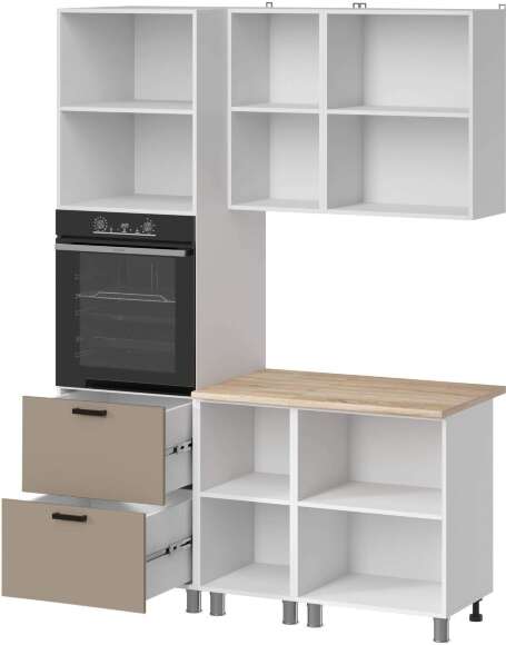 МК Аленушка 1,6м ПД Орешник Матовый Вижен,скоба черный,сонома (без столешницы)