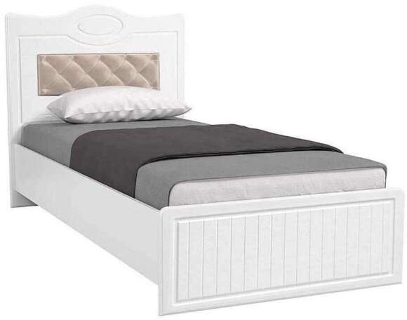 Кровать 900 с настилом и мягким элементом Монако МН-10 + МН-10А белое дерево