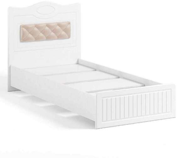 Кровать 900 с настилом и мягким элементом Монако МН-10 + МН-10А белое дерево