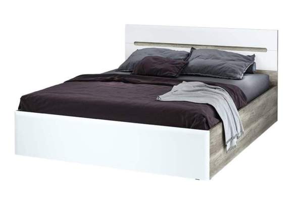Кровать 160х200 Наоми КР-11 с реечным настилом (БТС) Белый Глянец