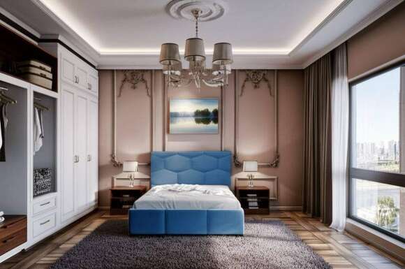 Кровать с ортопедическим основанием Манука (1,2м), Светло-голубой