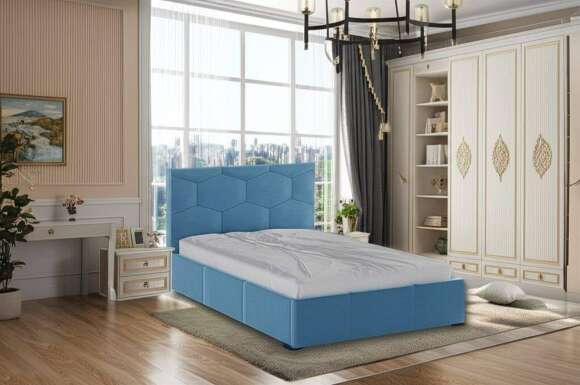 Кровать с ортопедическим основанием Манука (1,2м), Светло-голубой