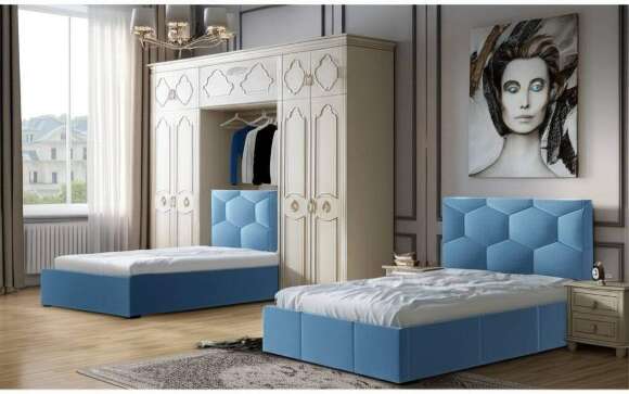 Кровать с ортопедическим основанием Манука (1,2м), Светло-голубой