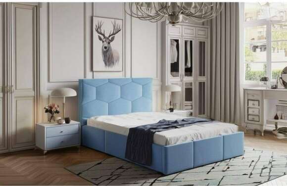 Кровать с ортопедическим основанием Манука (1,2м), Светло-голубой