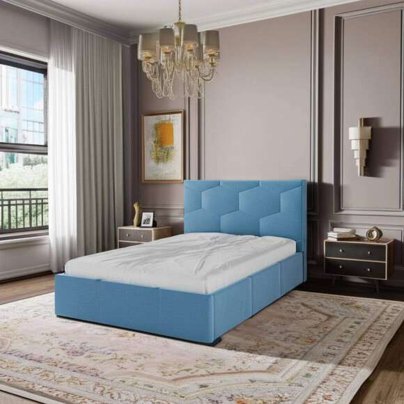 Кровать с ортопедическим основанием Манука (1,2м), Светло-голубой