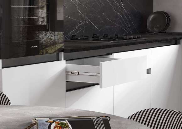 Кухня Техно-6 3,0х1,8м (Белый/Браш Вайт)