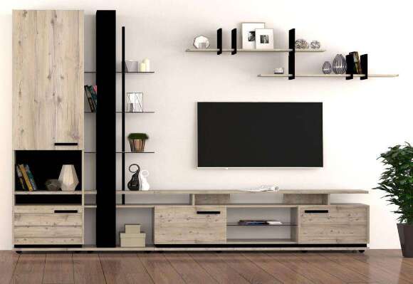 Тумба ТВ Nature 3 (Глазов) Гаскон пайн/Черный