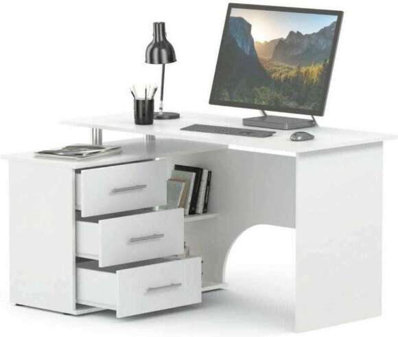 Компьютерный стол КСТ-09 левый / Белый