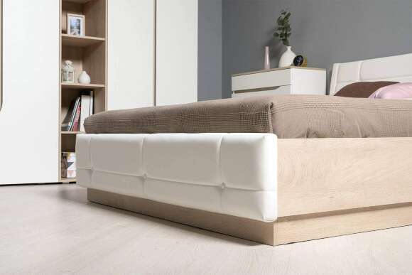 Кровать с подъемным механизмом Муссон 11.28 Н, Дуб эндгрейн, Марвел вайт