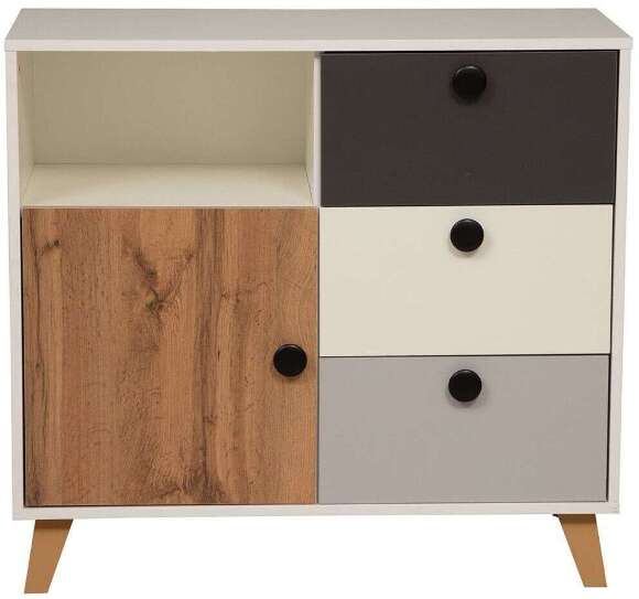 69.03 Комод Артис Белый/Серый/Дуб Вотан