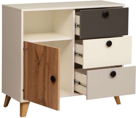 69.03 Комод Артис Белый/Серый/Дуб Вотан