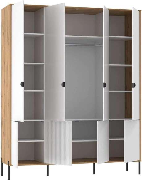 Шкаф для одежды 72.01 Кензо Дуб Вотан / Белый глянец снег