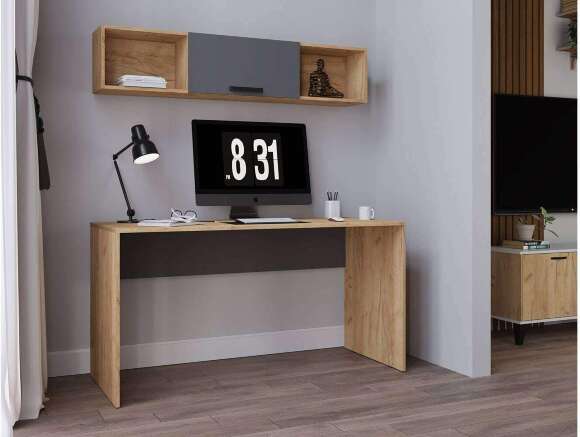 Полка навесная 1450 Квартет-13, дуб крафт/графит Полка навесная 1450 Квартет-13, дуб крафт/графит