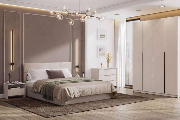 Кровать с основанием двойная №4 160х200, Бежевый