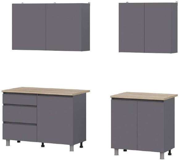 Готовая кухня Денвер 2 м, графит серый/сонома