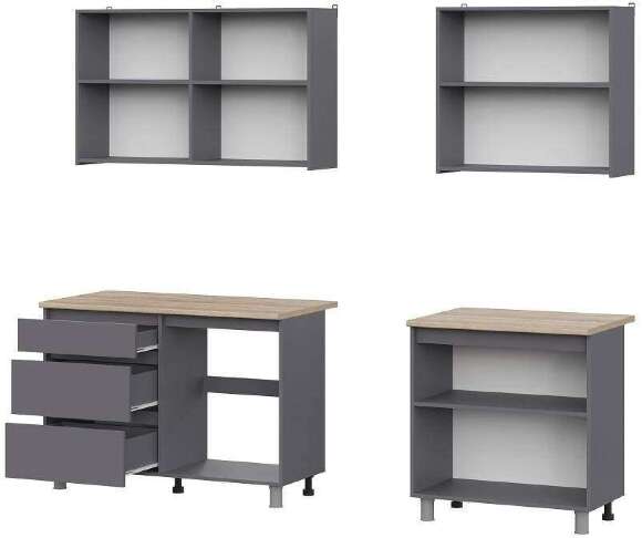 Готовая кухня Денвер 2 м, графит серый/сонома