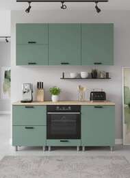 МК Аленушка 1,8м Орешник Матовая Мята,скоба черный,сонома (без столешницы)