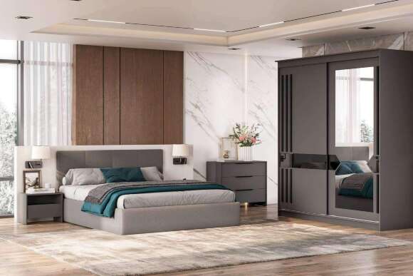 Кровать с основанием двойная №4 160х200, Серый