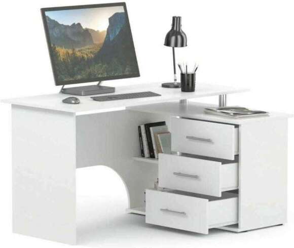 Компьютерный стол КСТ-09 правый / Белый