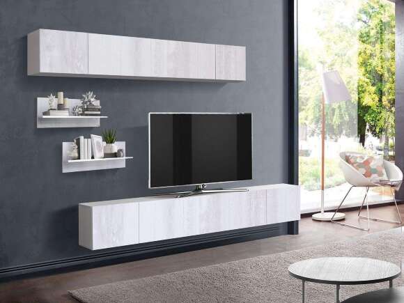 Стенка Гамма 6 Белый / Бетон пайн белый