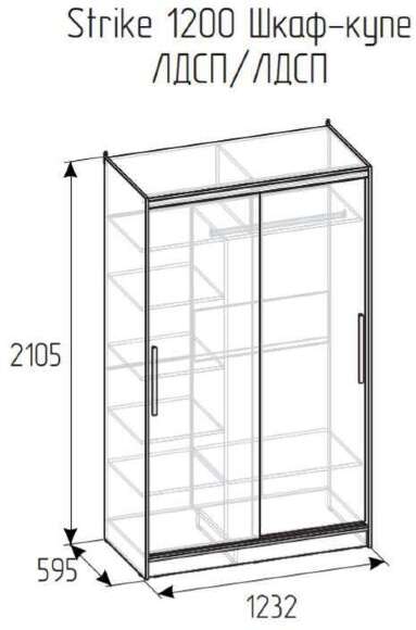 Шкаф-купе Strike 1200 без зеркал Глазов (Дуб табачный Сraft)