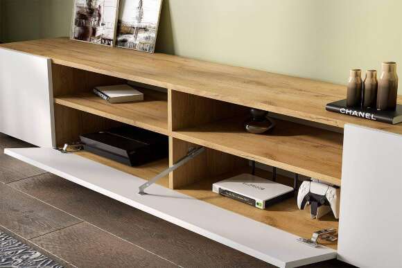 Тумба ТВ Денвер, Дуб золотой, Белый