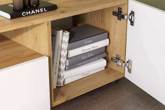 Тумба ТВ Денвер, Дуб золотой, Белый