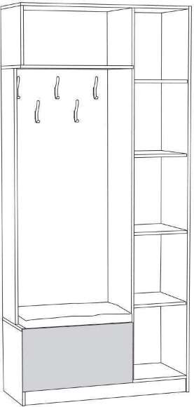 Шкаф комбинированный Ливерпуль 13.21, Белый, Ясень ваниль