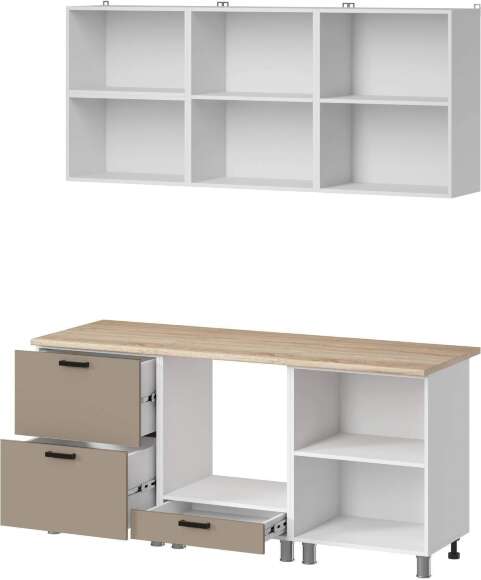 МК Аленушка 1,8м Орешник Матовый Вижен,скоба черный,сонома (без столешницы)