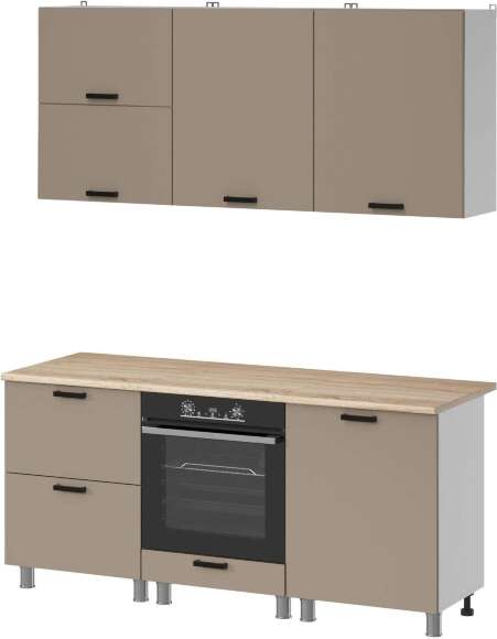 МК Аленушка 1,8м Орешник Матовый Вижен,скоба черный,сонома (без столешницы)