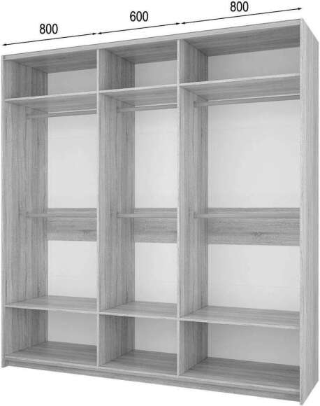 Шкаф-купе Fortune-14 2.2 м тип 3 сонома / белый / зеркало